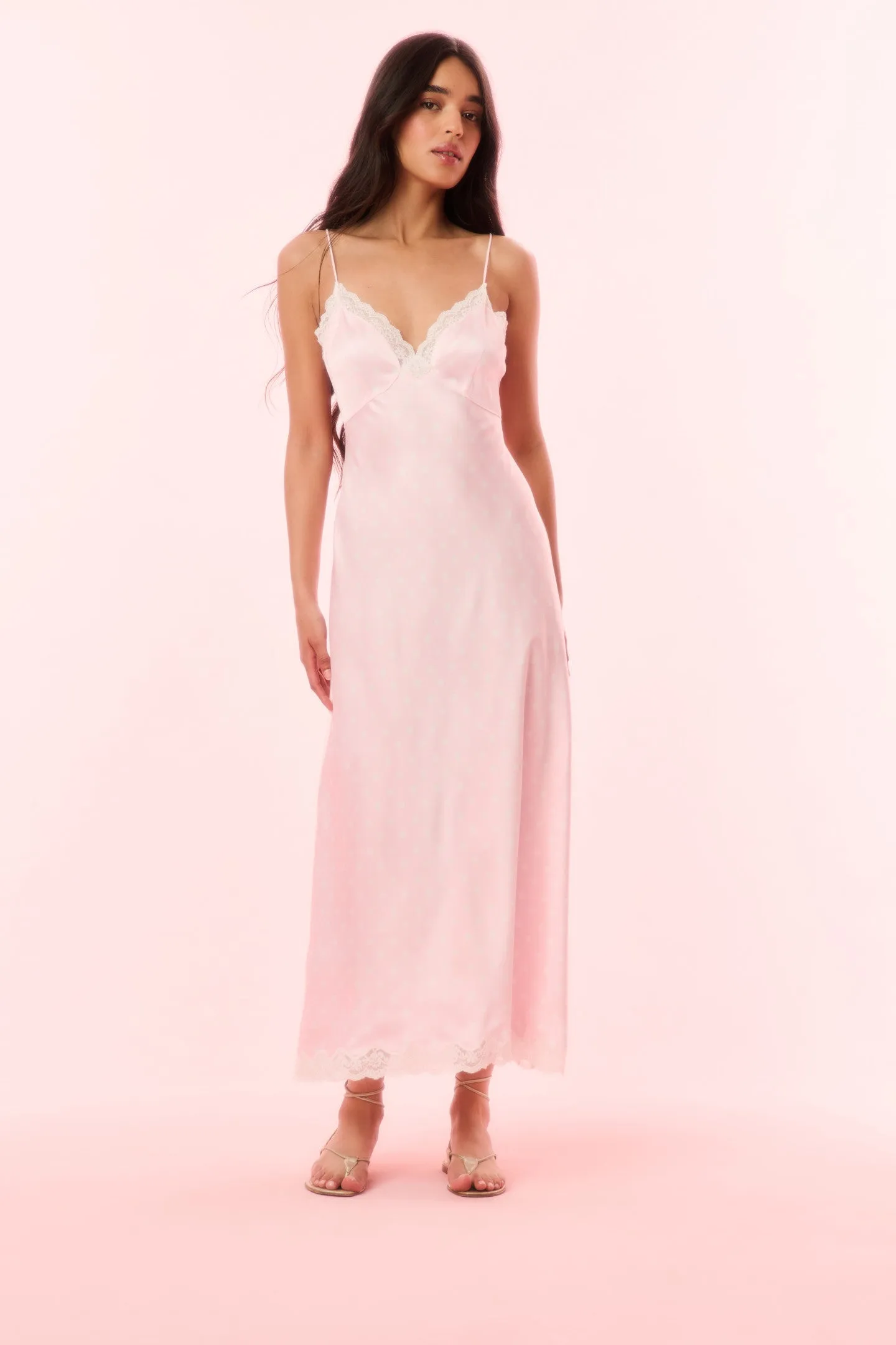 Manuela Satin Polkadot Slip Dress