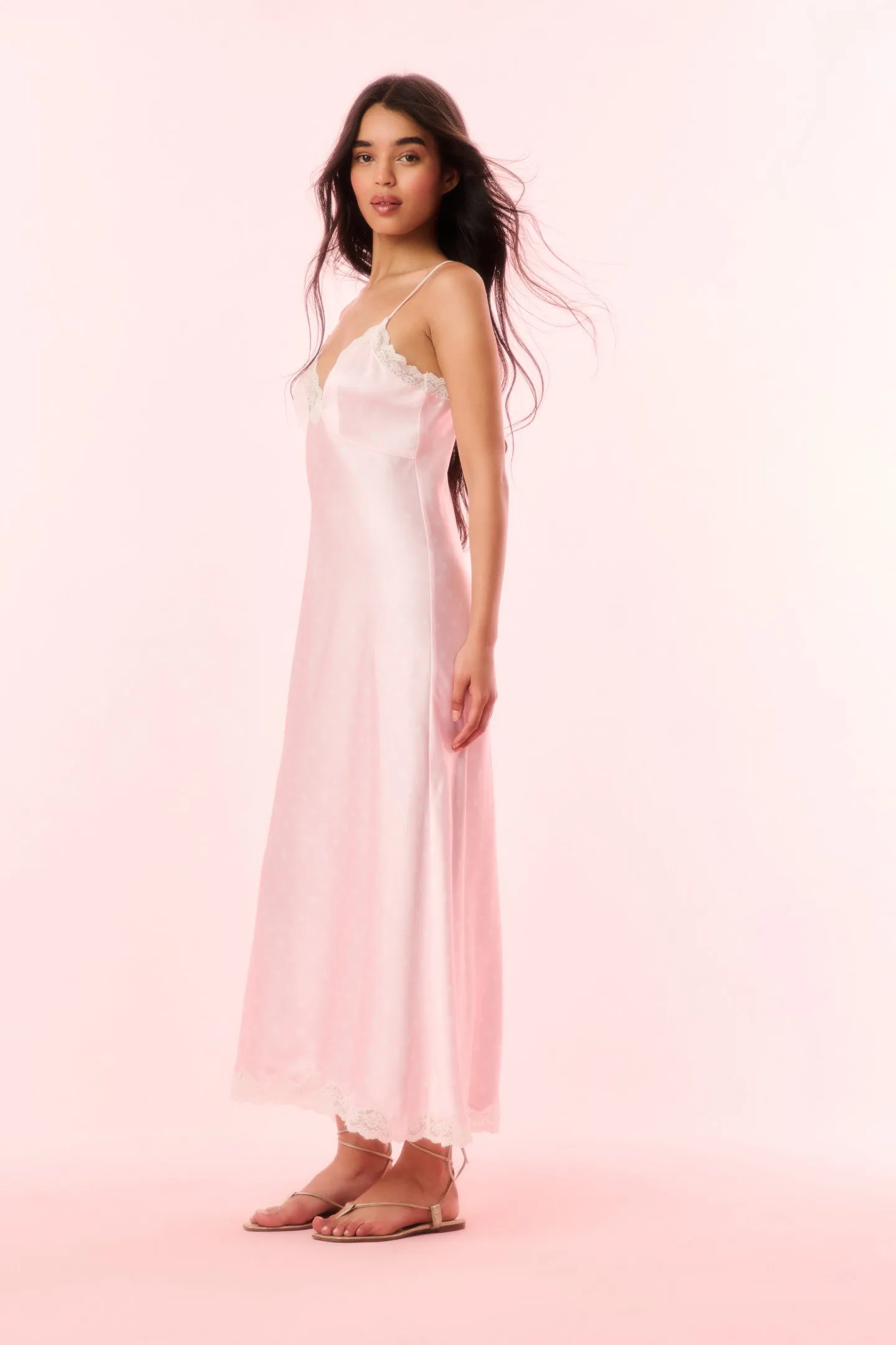 Manuela Satin Polkadot Slip Dress