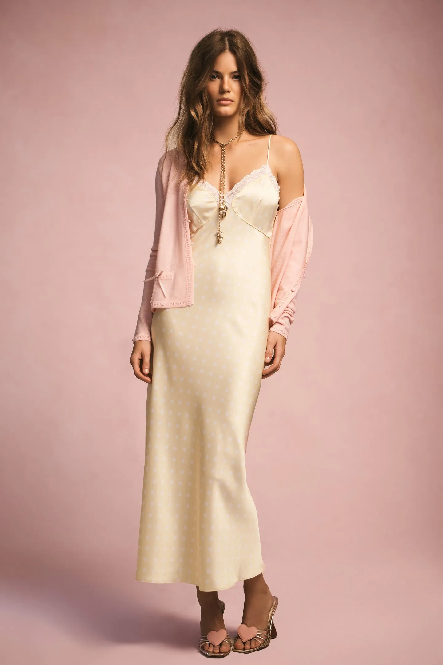 Manuela Satin Polkadot Slip Dress