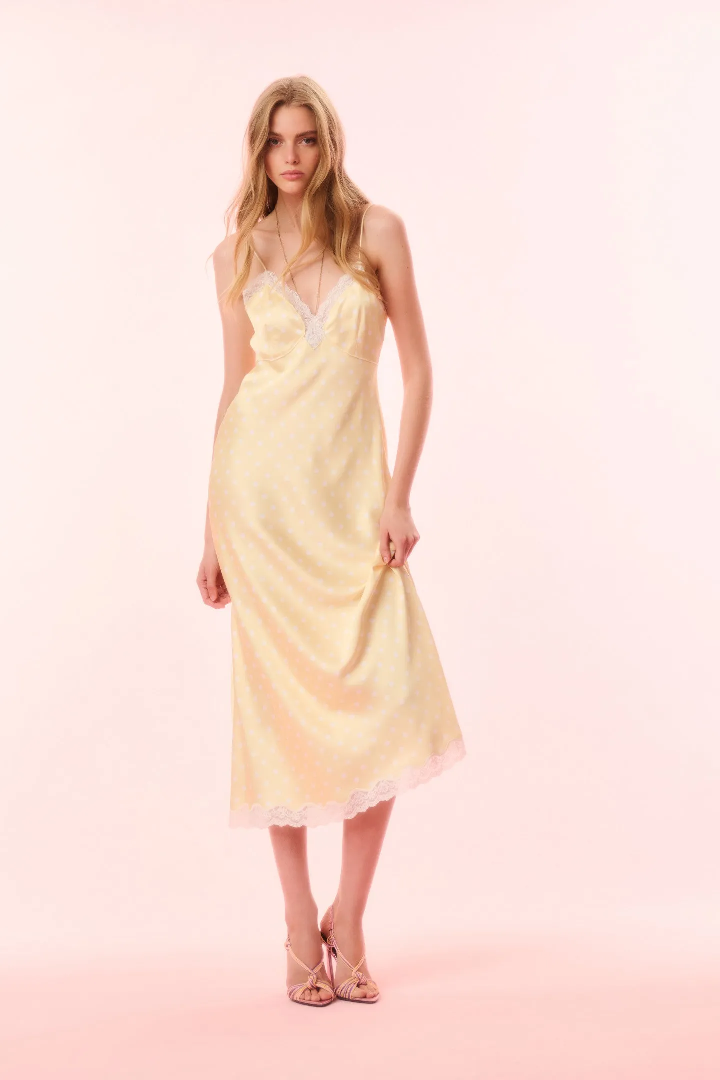 Manuela Satin Polkadot Slip Dress
