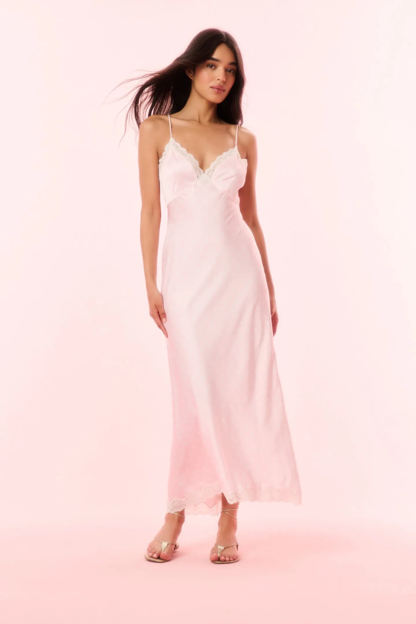 Manuela Satin Polkadot Slip Dress