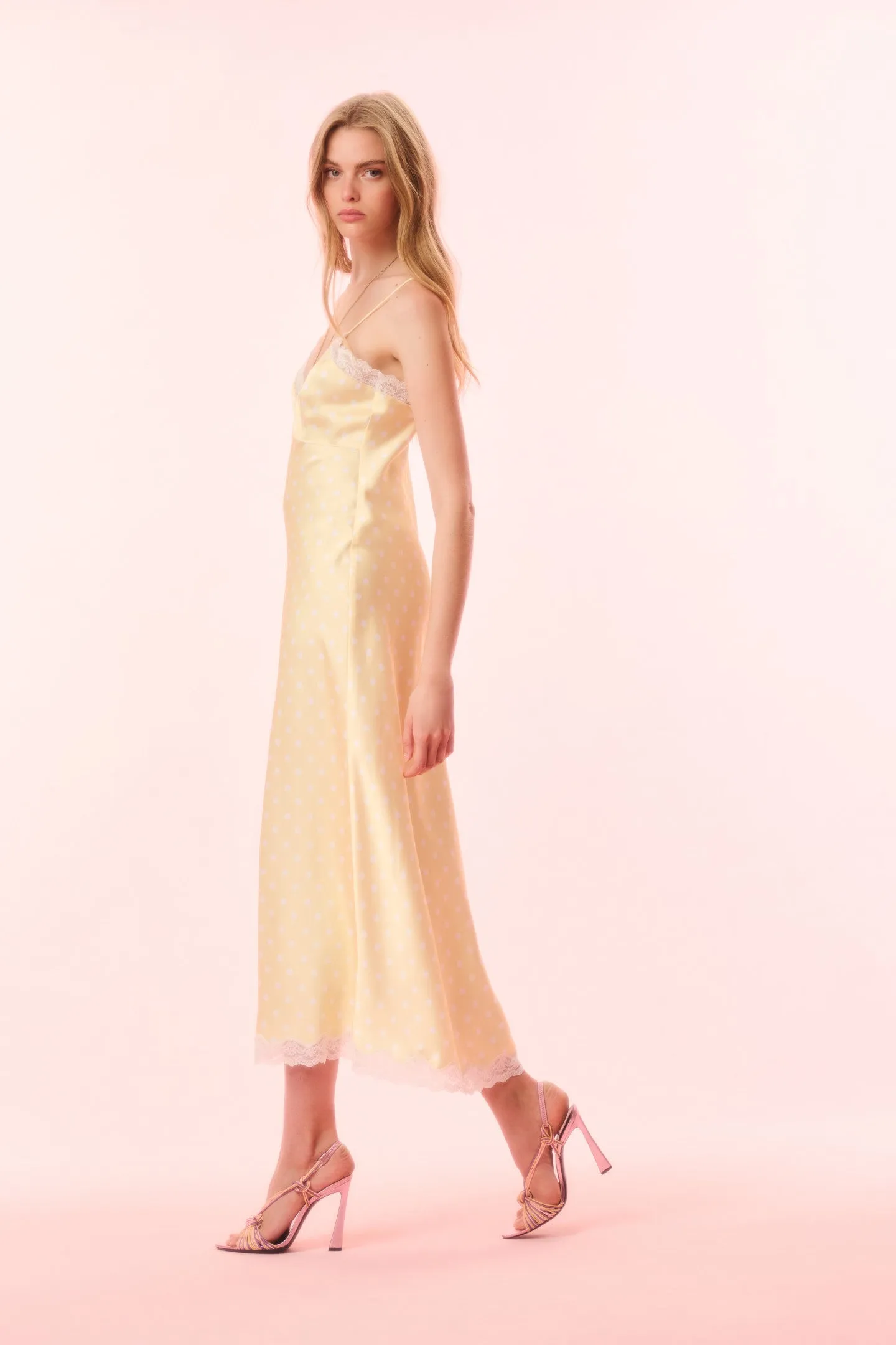 Manuela Satin Polkadot Slip Dress