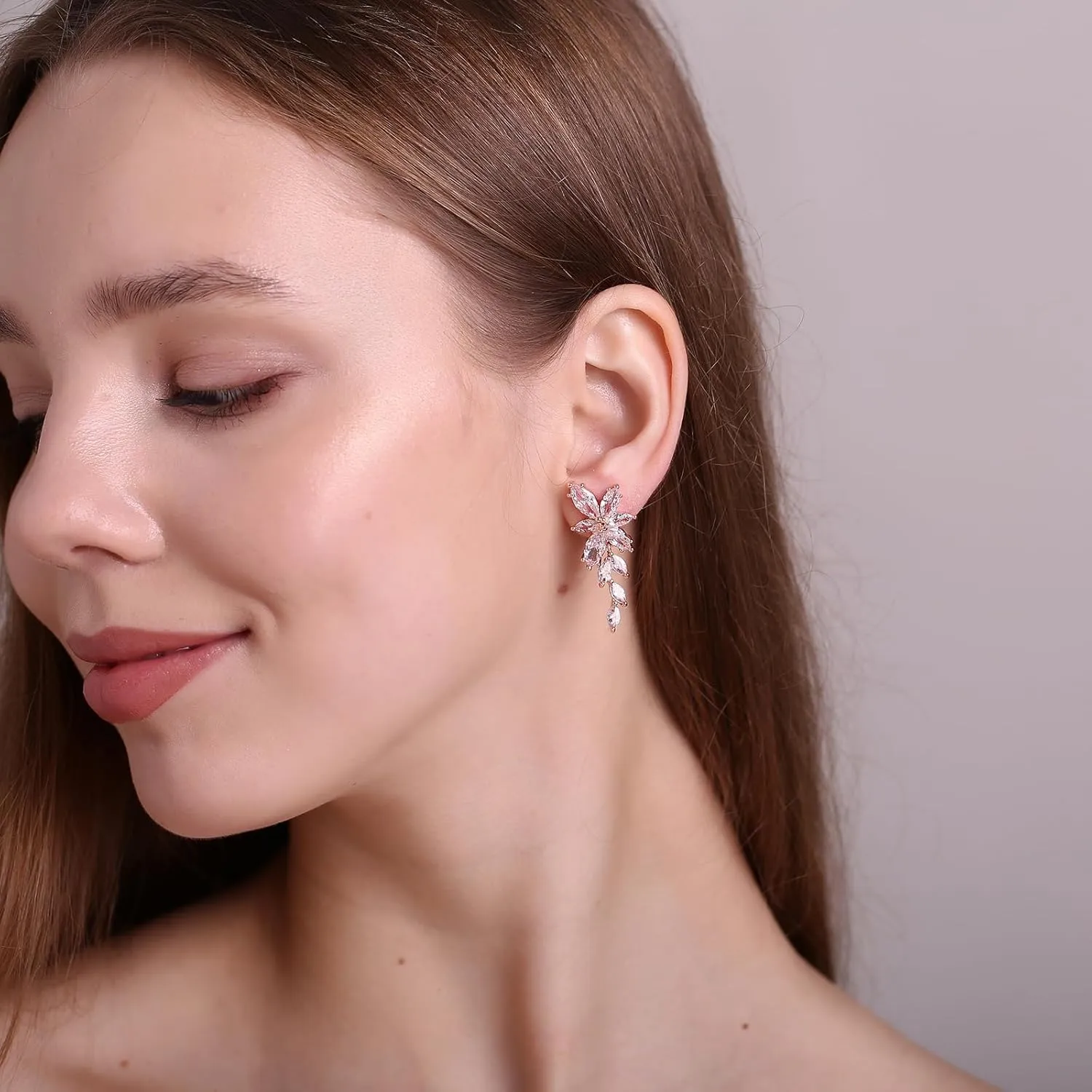 Marquise Cubic Zirconia Bridal Clip On Earrings, Non Pierced Wedding Earrings for Brides Bridesmaids