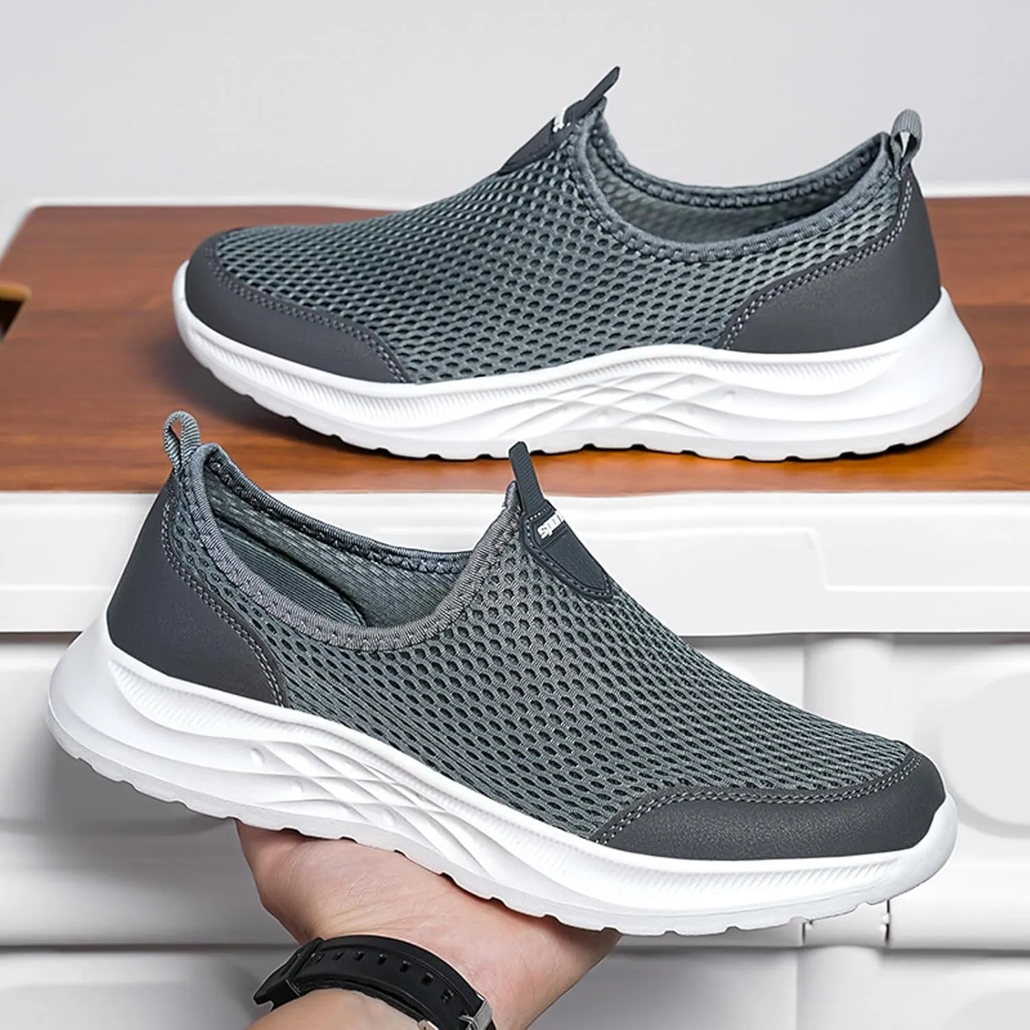 Men's Orthopedic Comfortable Slip-On Shoes Lightweight Breathable Slip On Running Shoe Supportive Walking Shoes