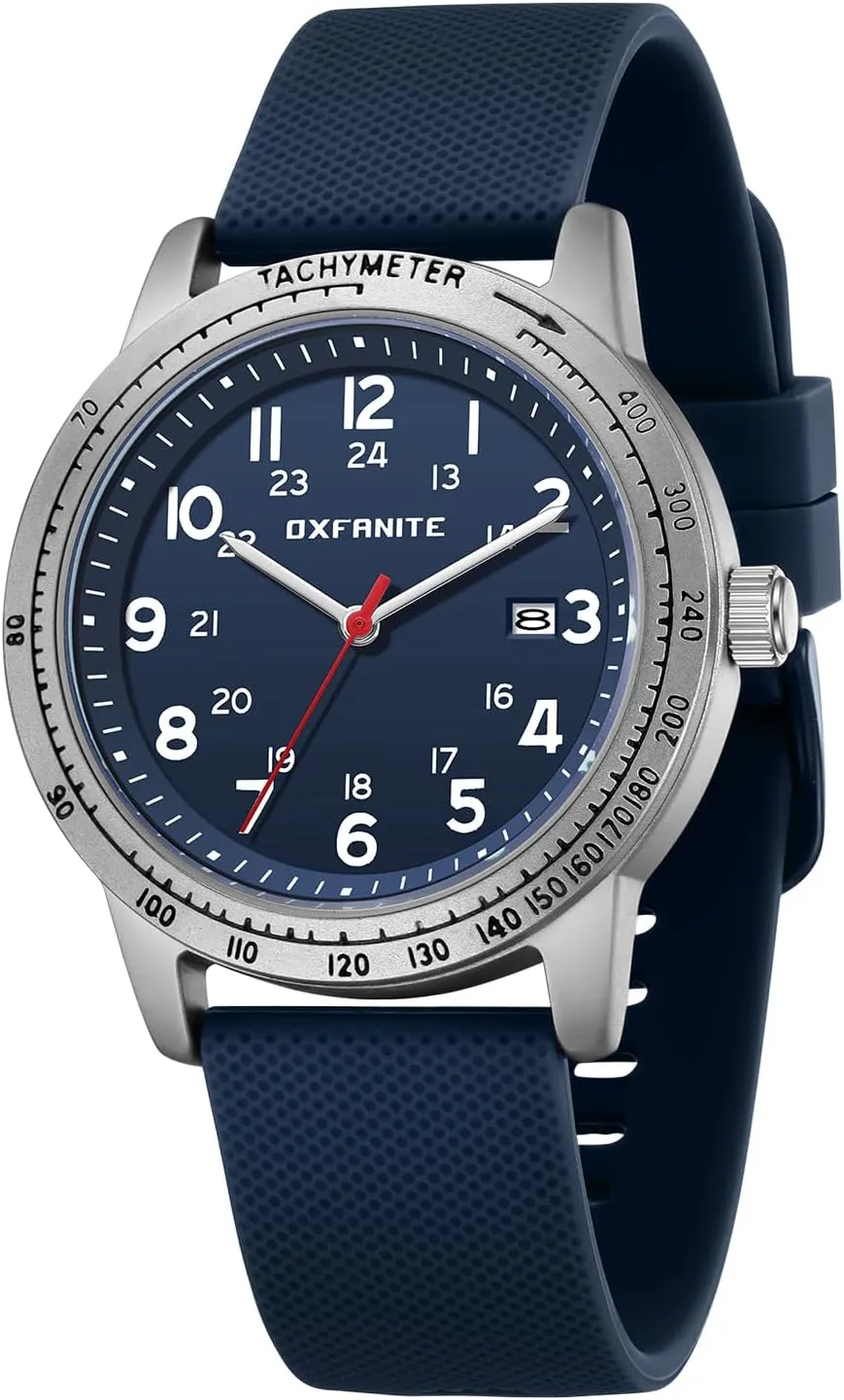Mens Watch Military Style Sporty Easy to Read Waterproof with Silicone Band Full Numerals Dial Analog Quartz Watches for Men