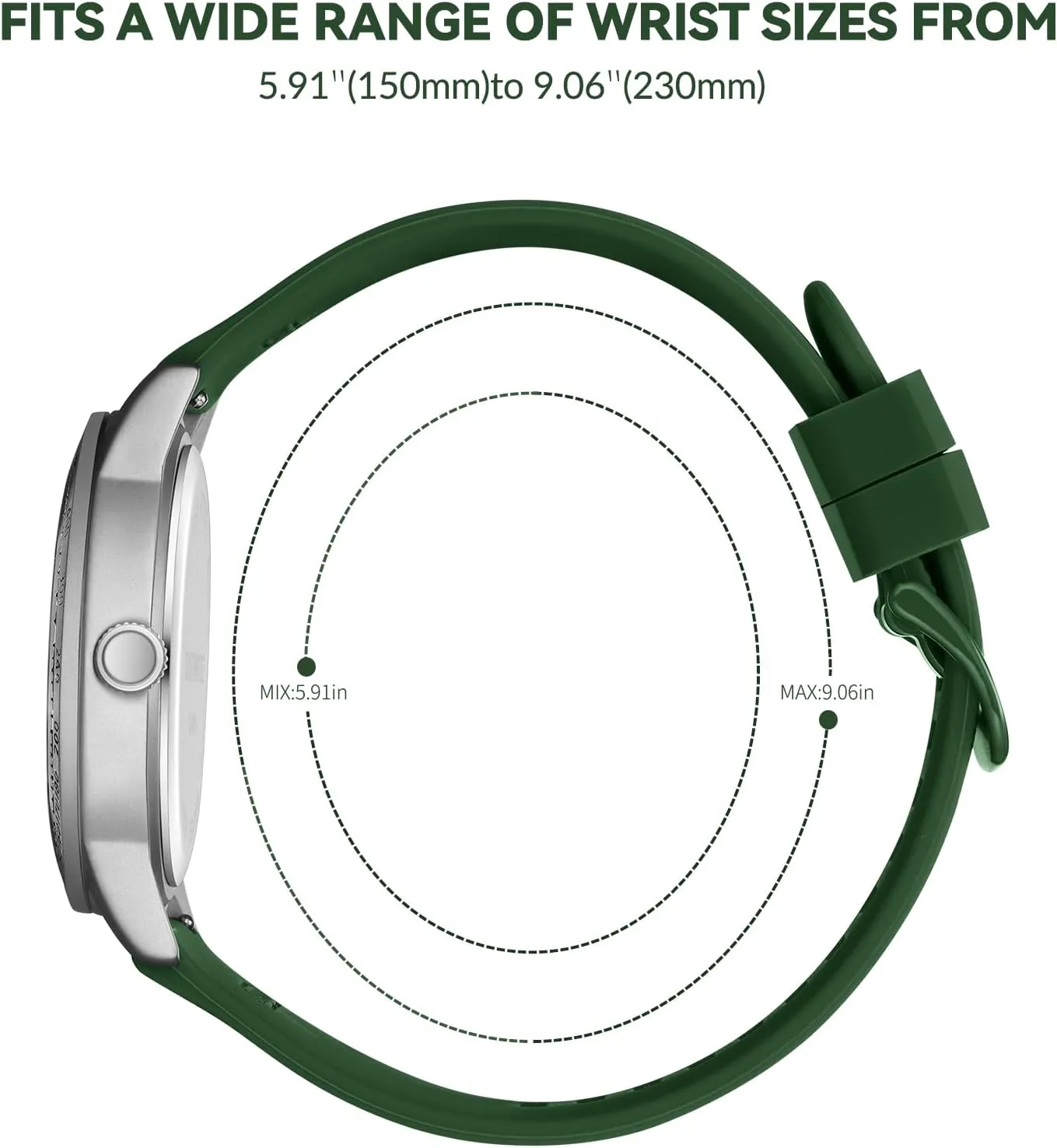 Mens Watch Military Style Sporty Easy to Read Waterproof with Silicone Band Full Numerals Dial Analog Quartz Watches for Men