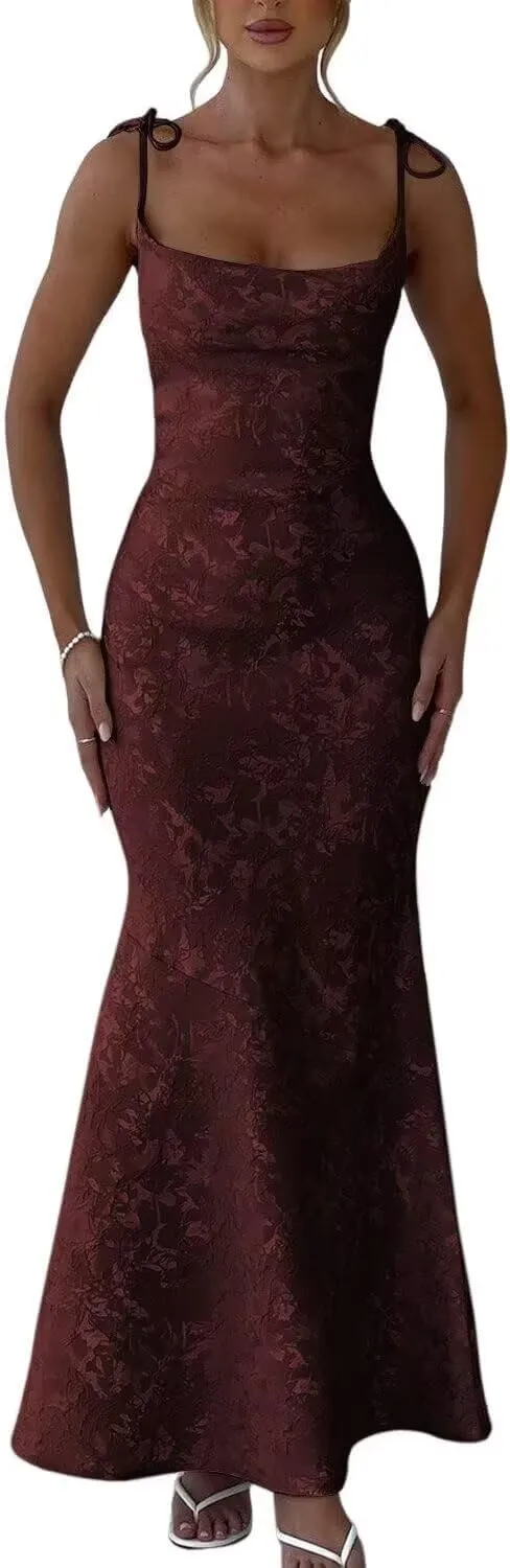 Mermaid Satin Prom Dresses for Women 2025 Jacquard Floral Formal Dress Long Evening Party Gown PU187
