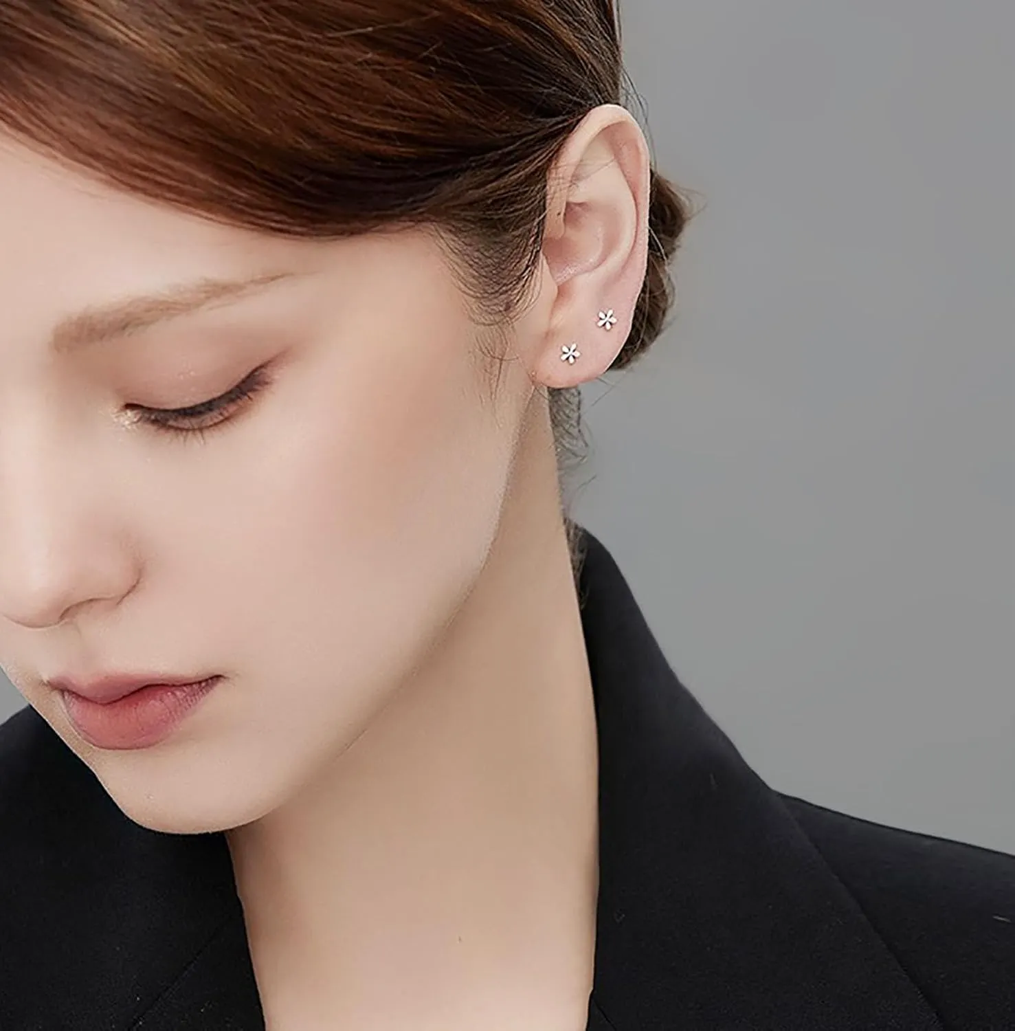 Mini Heart Stud Earrings, Hypoallergenic Tiny Small Cartilage Tragus Stud Earrings for Women Silver/Gold