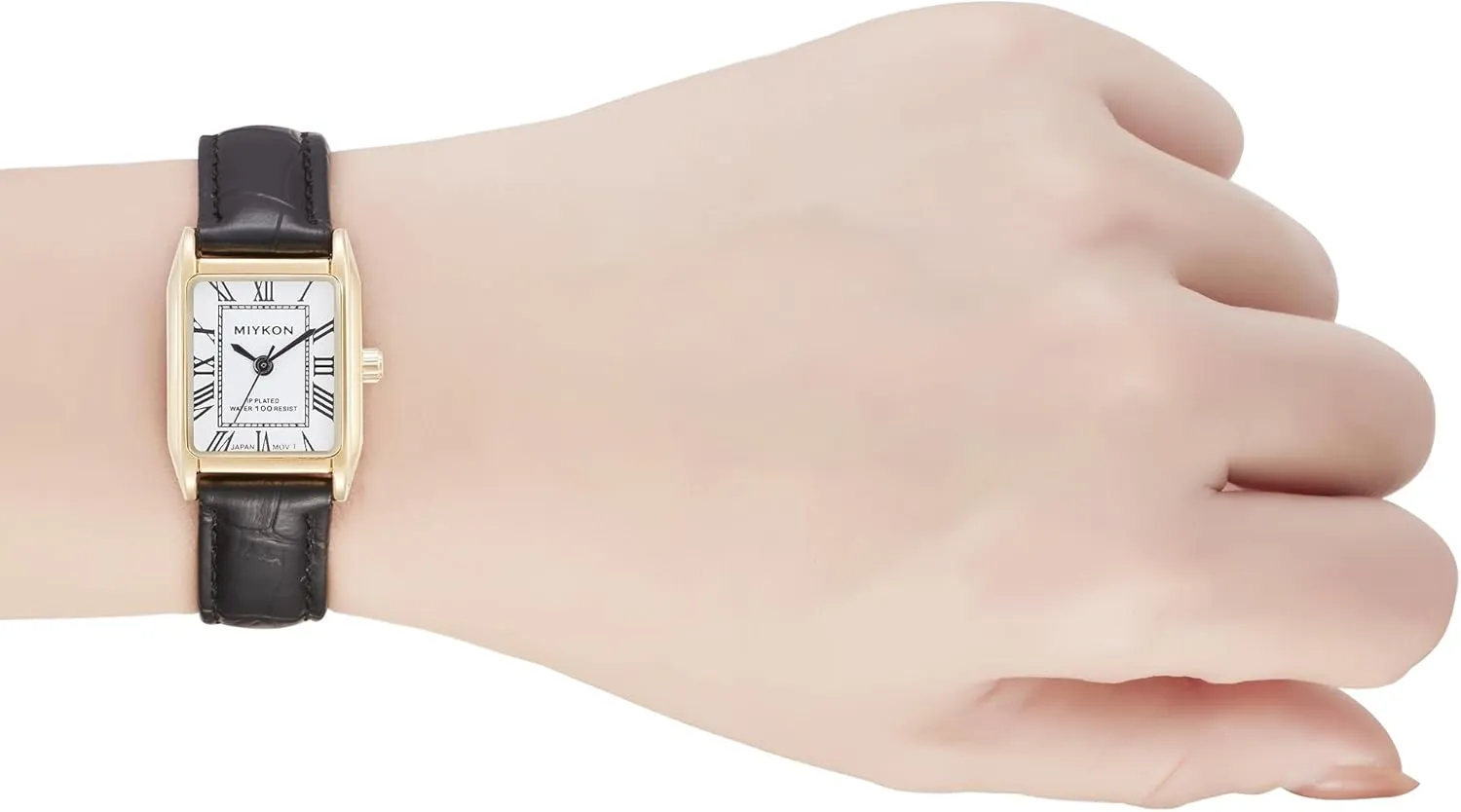 Miykon Vintage Watches for Women - Small Dainty Tank, Square Womens Watch with Genuine Leather Strap - Second Hand, Ion Polished, Scratch Resistant Glass, Japanese Quartz, Waterproof to 100ft