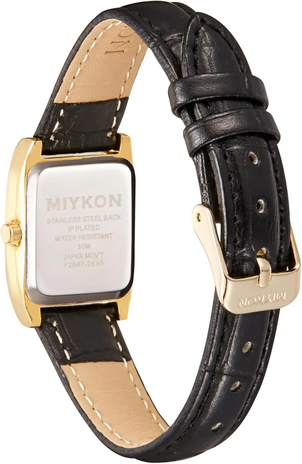 Miykon Vintage Watches for Women - Small Dainty Tank, Square Womens Watch with Genuine Leather Strap - Second Hand, Ion Polished, Scratch Resistant Glass, Japanese Quartz, Waterproof to 100ft