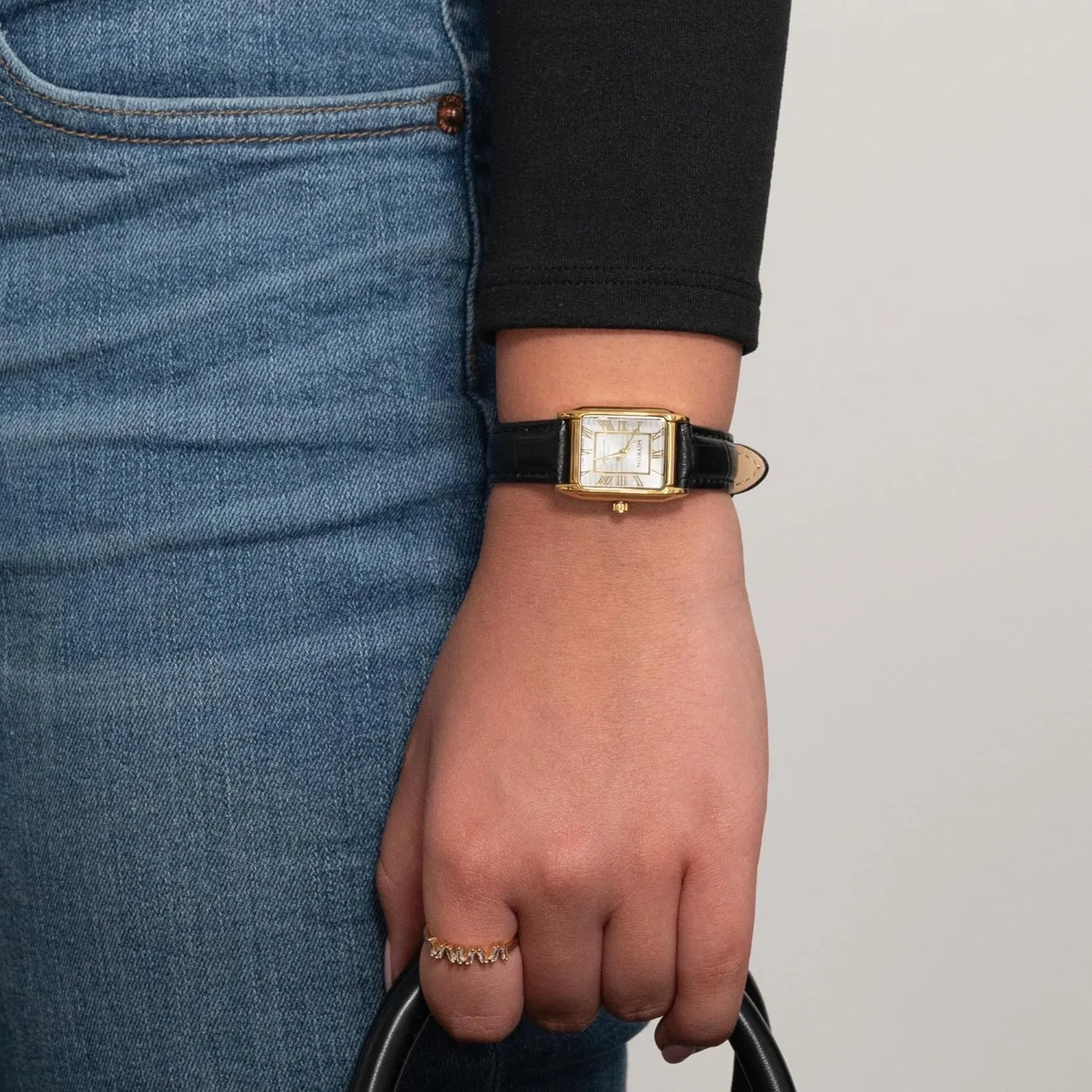 Miykon Vintage Watches for Women - Small Dainty Tank, Square Womens Watch with Genuine Leather Strap - Second Hand, Ion Polished, Scratch Resistant Glass, Japanese Quartz, Waterproof to 100ft