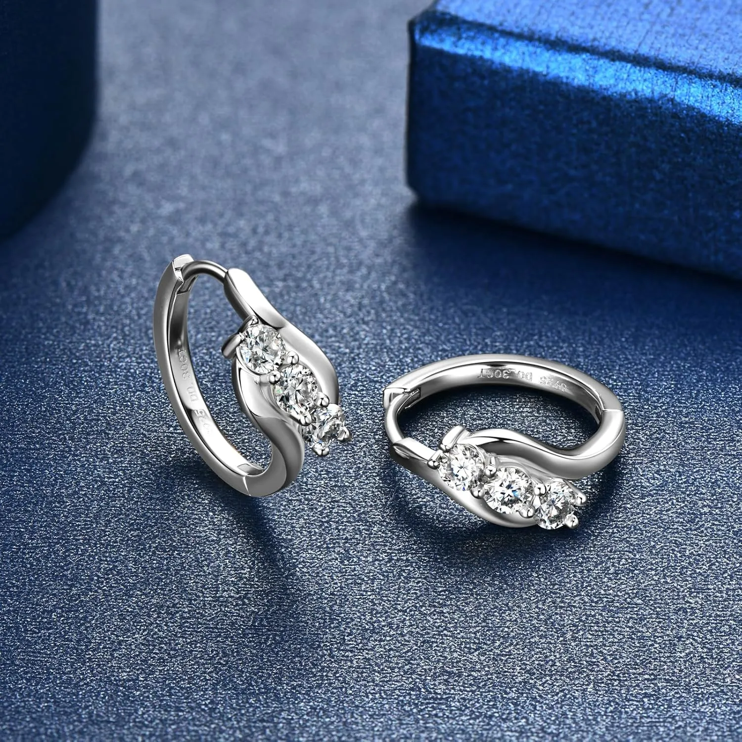 Moissanite Hoop Earrings for Women, 925 Sterling Silver D-E Color Lab Created Imitation-diamond Small Huggie Hoops Earring for Sensitive Ears Hypoallergenic Jewelry