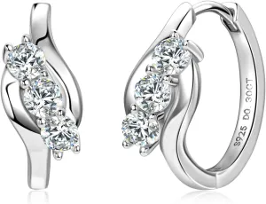 Moissanite Hoop Earrings for Women, 925 Sterling Silver D-E Color Lab Created Imitation-diamond Small Huggie Hoops Earring for Sensitive Ears Hypoallergenic Jewelry