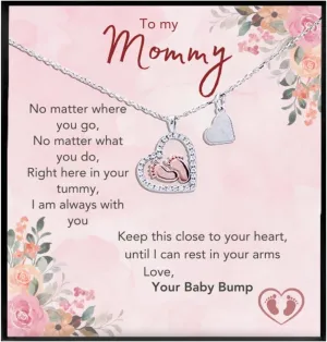 Mommy to Be Gift, Mom to Be - Sterling Silver Baby Feet Necklace, Pregnancy Gifts, to My Mommy from Baby Bump Necklace, Expecting Mom Gifts