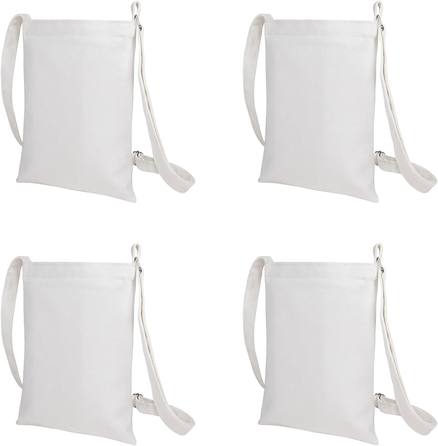 Muka 4 Pack Small Crossbody Canvas Zipper Bag, 7 x 9 Inch Blank Bag for DIY Craft