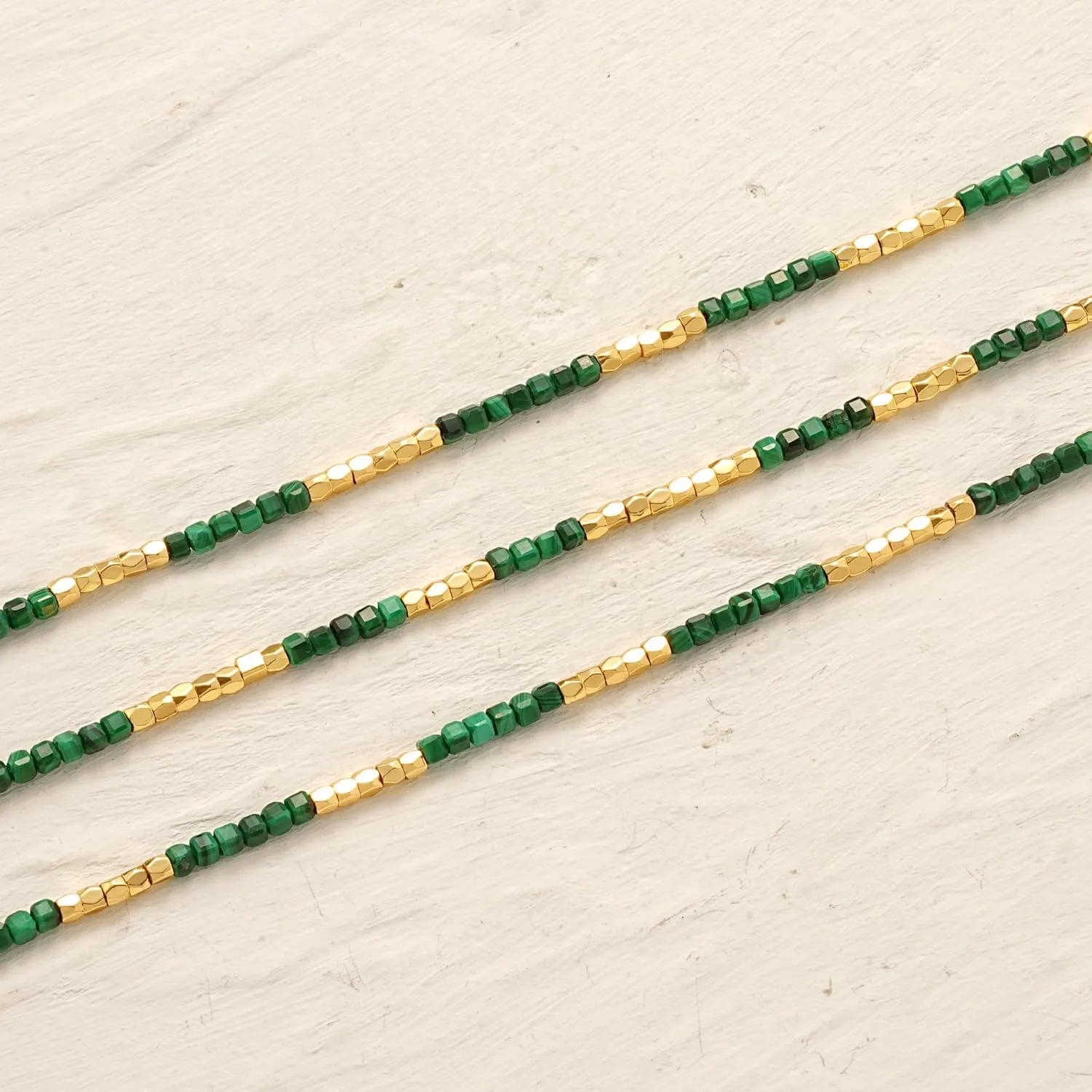 MYEARS Women Beaded Choker Necklace Gemstone 14K Gold Plated Simple Dainty Handmade Chain Everyday Trendy Jewelry