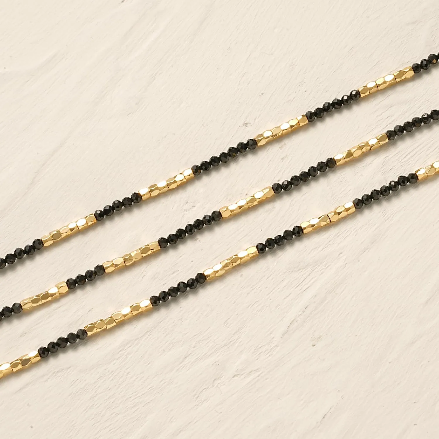 MYEARS Women Beaded Choker Necklace Gemstone 14K Gold Plated Simple Dainty Handmade Chain Everyday Trendy Jewelry