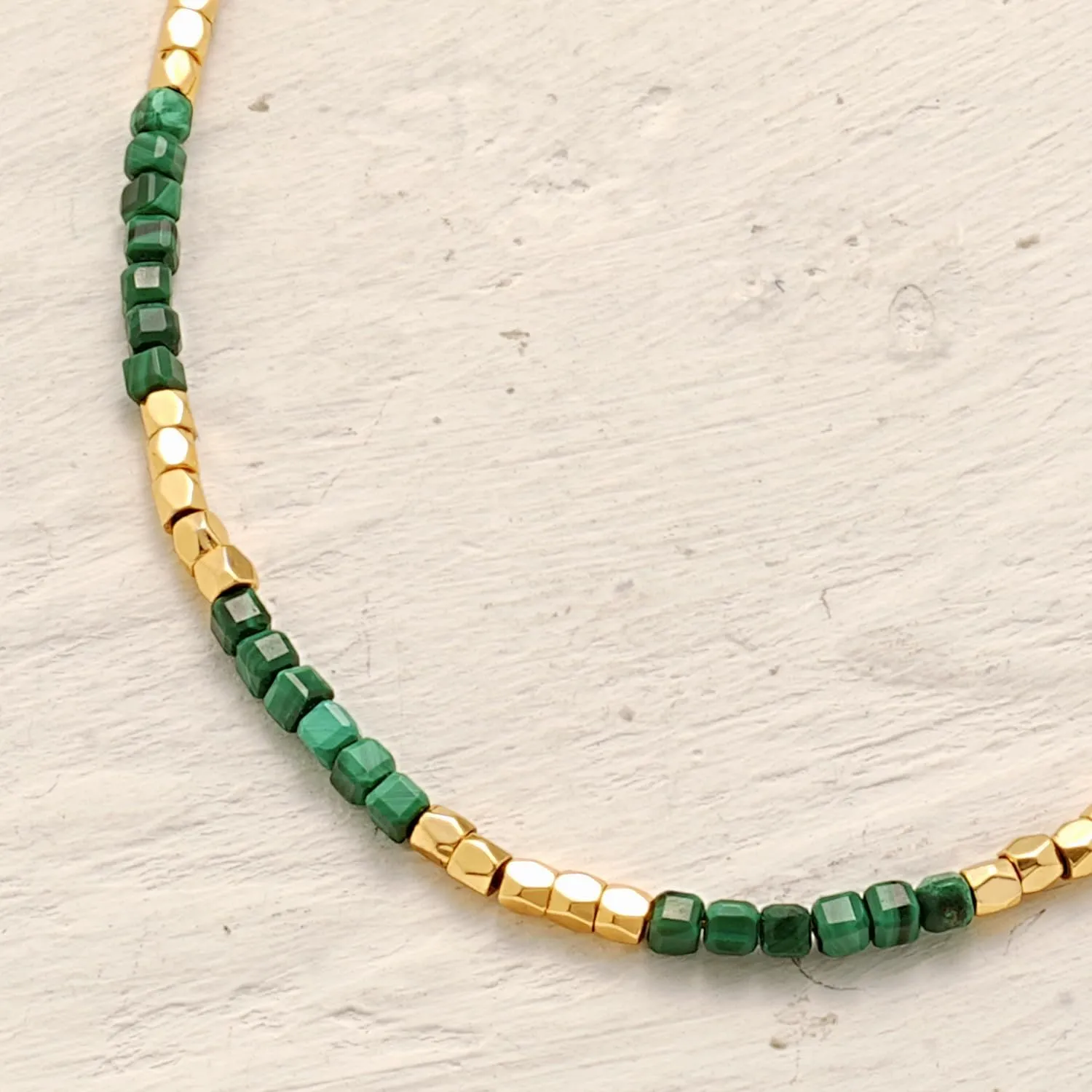 MYEARS Women Beaded Choker Necklace Gemstone 14K Gold Plated Simple Dainty Handmade Chain Everyday Trendy Jewelry