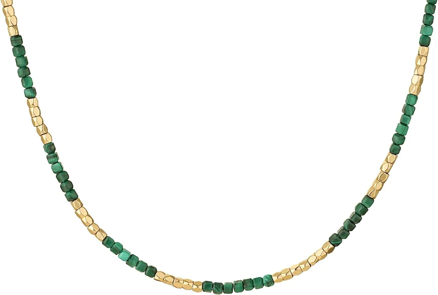 MYEARS Women Beaded Choker Necklace Gemstone 14K Gold Plated Simple Dainty Handmade Chain Everyday Trendy Jewelry