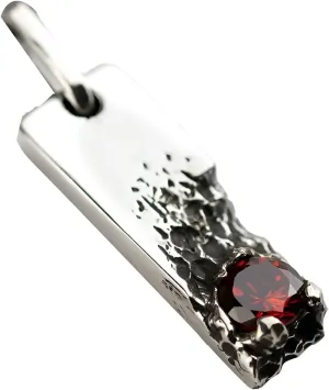 Natural Red Garnet Pendant Mini Mens Garnet Pendant 925 Sterling Silver Charm Hammered Mens Pendant Birthday Gift For Him Gemstone Mens Pendant