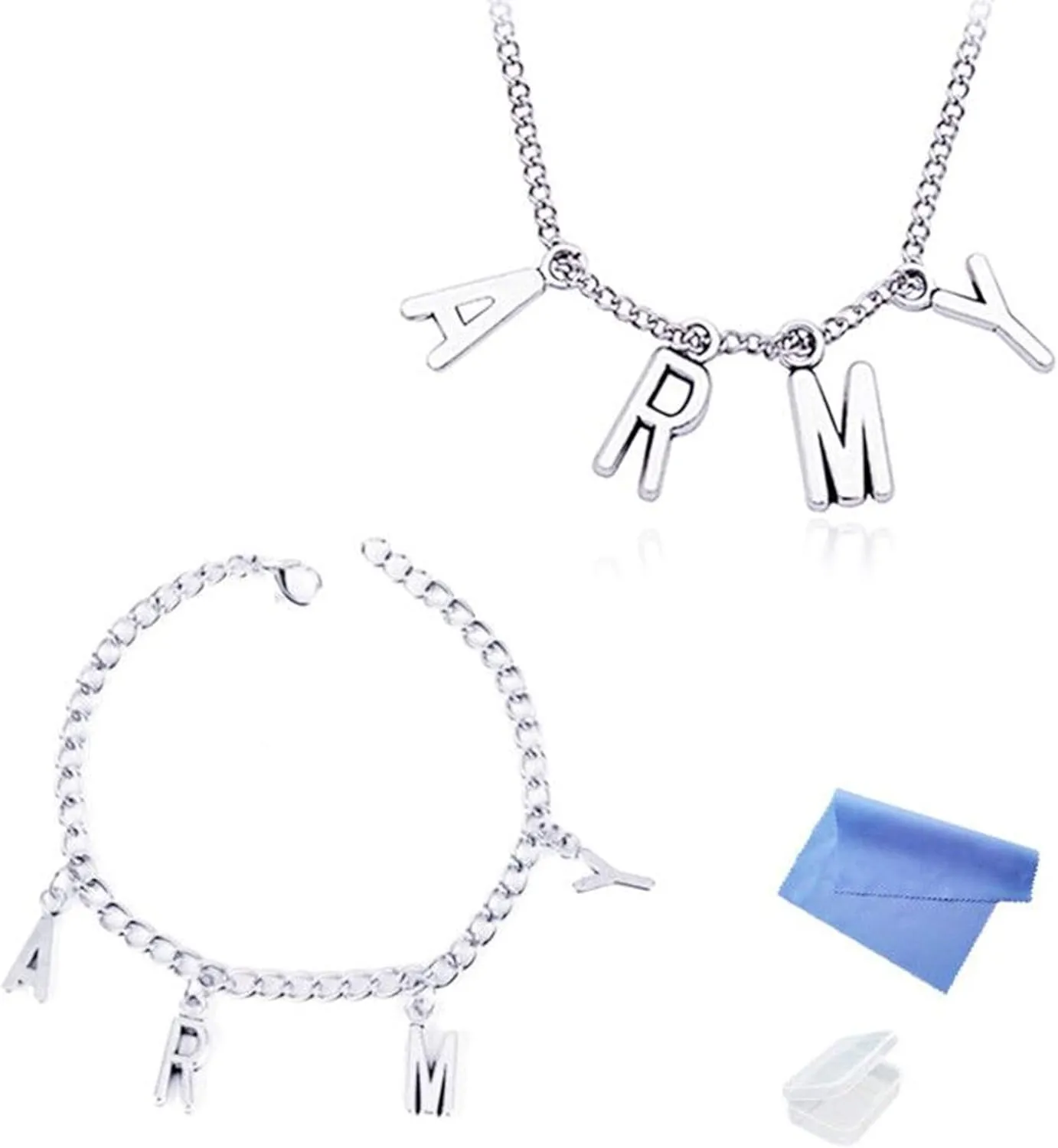 Necklace A.R and M.Y Pendant and Bracelet with Mini Cloth and Mini Box