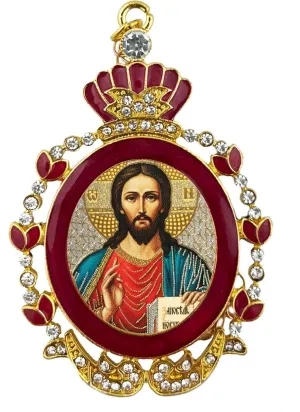 Necklaces and More - Jesus Christ Pendant in Enameled Frame and Chain for Hanging Religious Gift S1FVH10638 - Necklaces and More