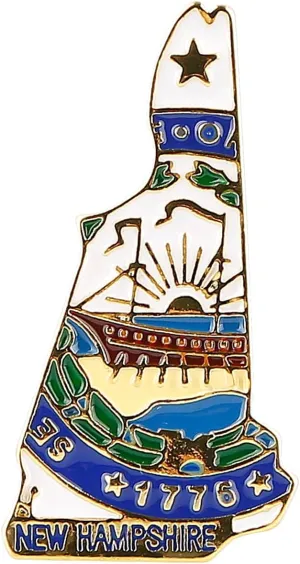 New Hampshire State Shaped Map Lapel Metal Pin Enamel Brooch Keepsake Beautifully Designed for Backpack Hat