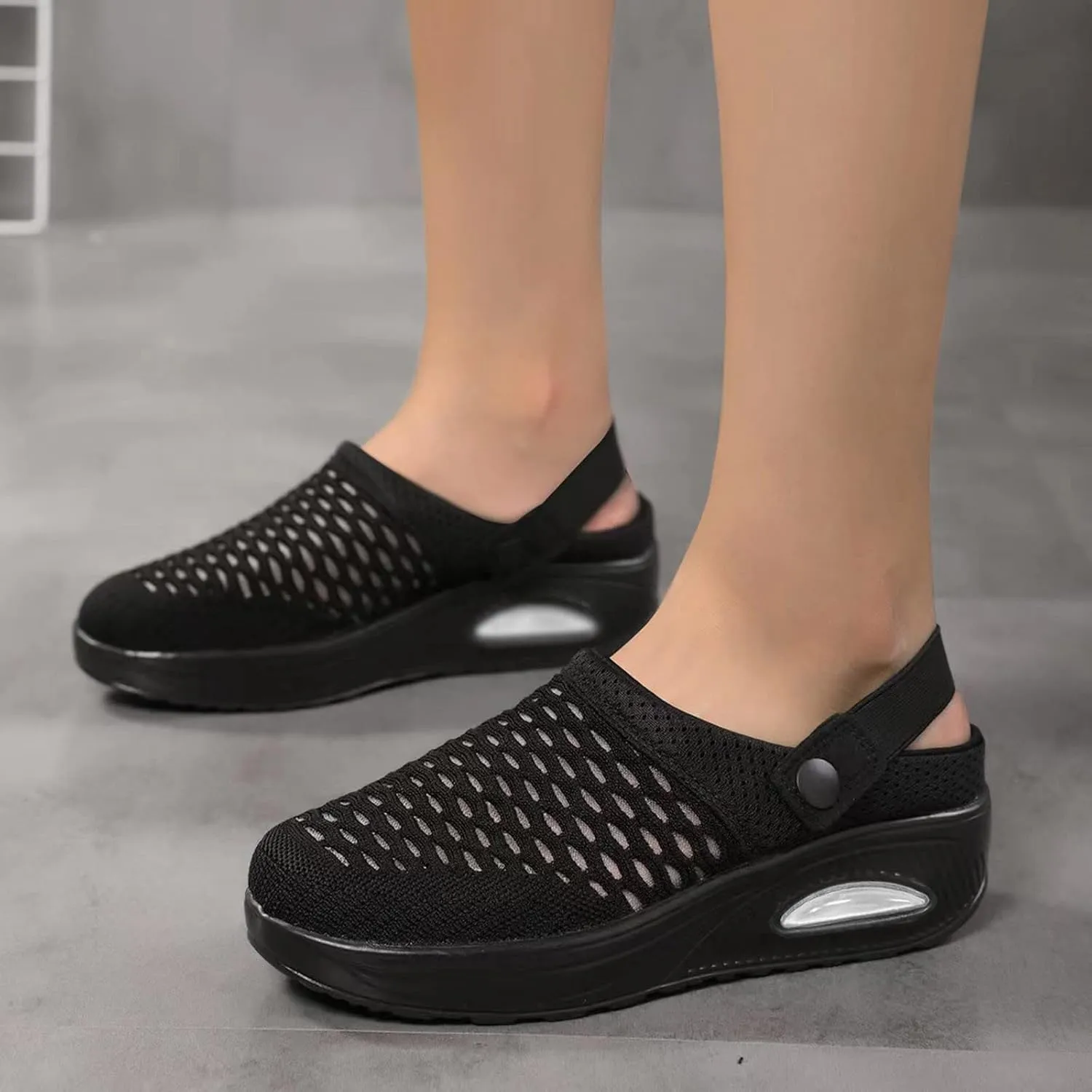 Orthopedic Clogs for Women Summer Air Cushion Platform Mesh Mules Sneaker Orthotic Walking Sneakers Breathable Comfortable Slip On Sandals