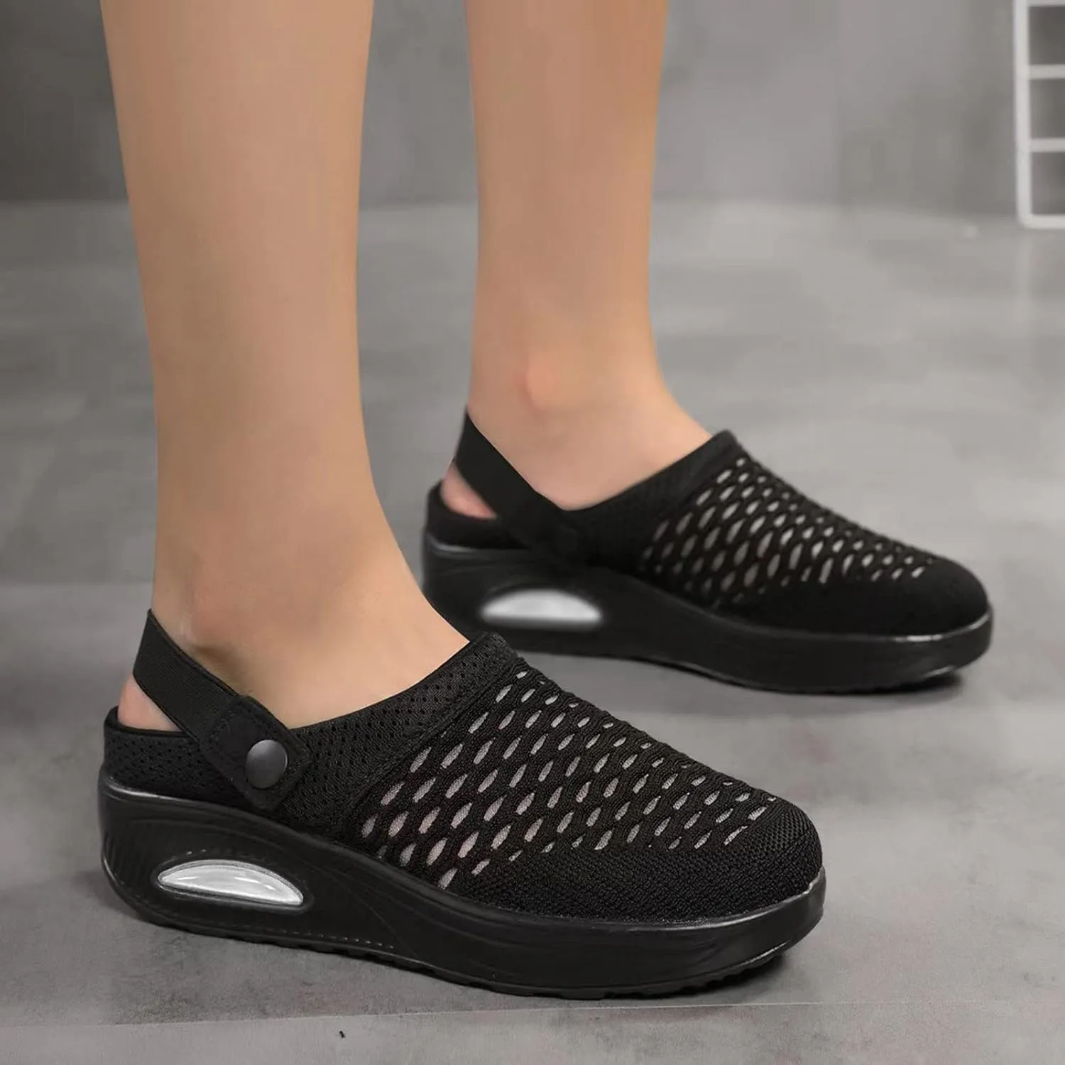 Orthopedic Clogs for Women Summer Air Cushion Platform Mesh Mules Sneaker Orthotic Walking Sneakers Breathable Comfortable Slip On Sandals