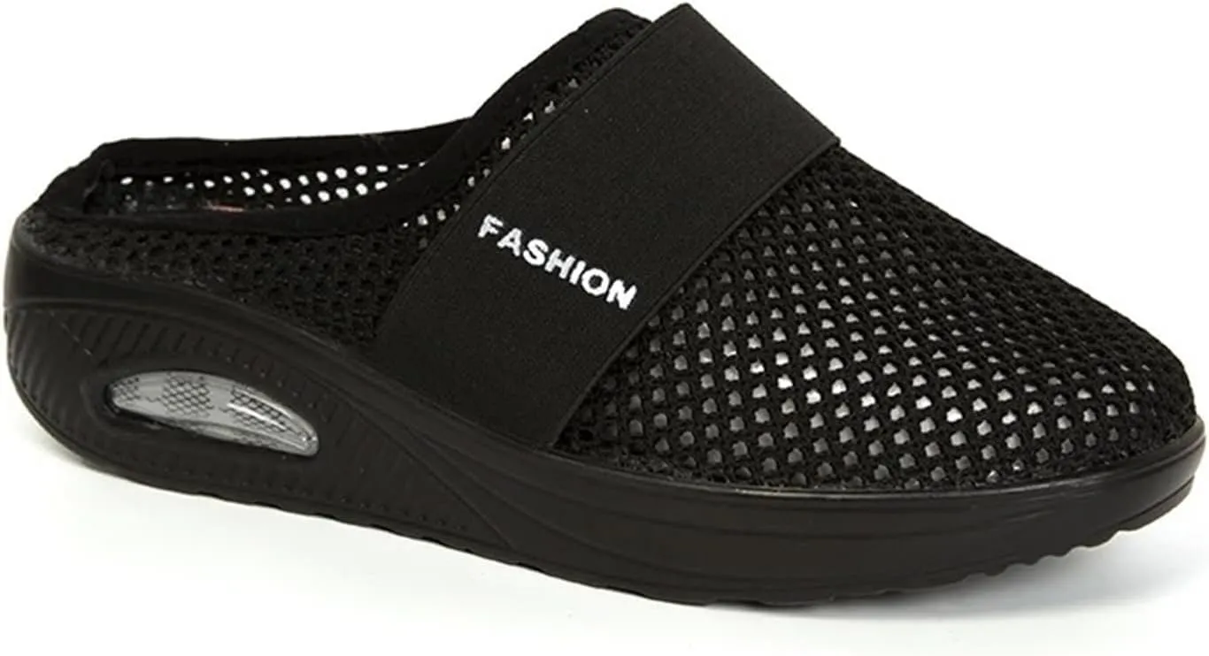 Orthopedic Shoes for Women Air Cushion Slip-on Diabetic Walking Shoes Closed Toe Slippers Breathable Wedge Platform Slipper with Arch Support