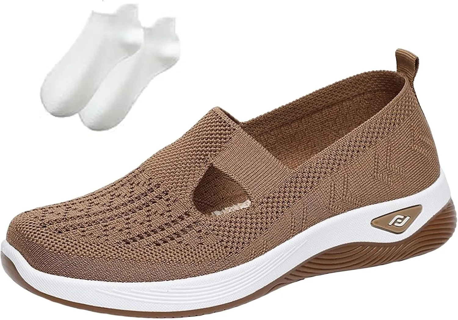 Orthowalkway Womens Sneakers, Women's Comfortable Breathable Knitted Sneakers, Orthopedic Slip-On Lightweight Flat Soft Shoes