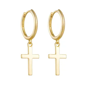 OUXi Gold Cross Earrings for Women Trendy, S925 Sterling Silver Dainty Huggie Hoop Earrings Minimalist Jewelry Gifts for Christmas Birthday Anniversary Wedding Mother Valentine Day