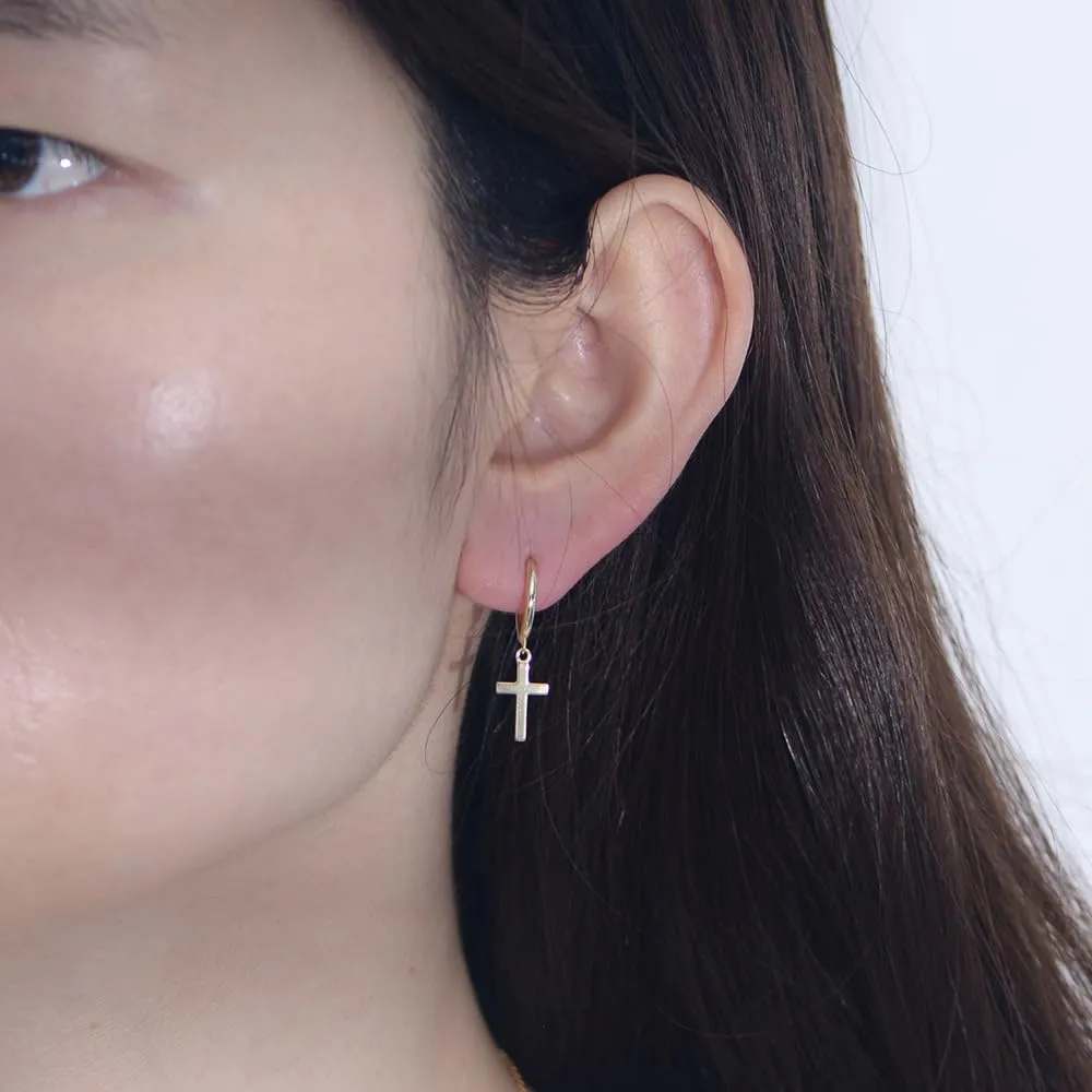 OUXi Gold Cross Earrings for Women Trendy, S925 Sterling Silver Dainty Huggie Hoop Earrings Minimalist Jewelry Gifts for Christmas Birthday Anniversary Wedding Mother Valentine Day