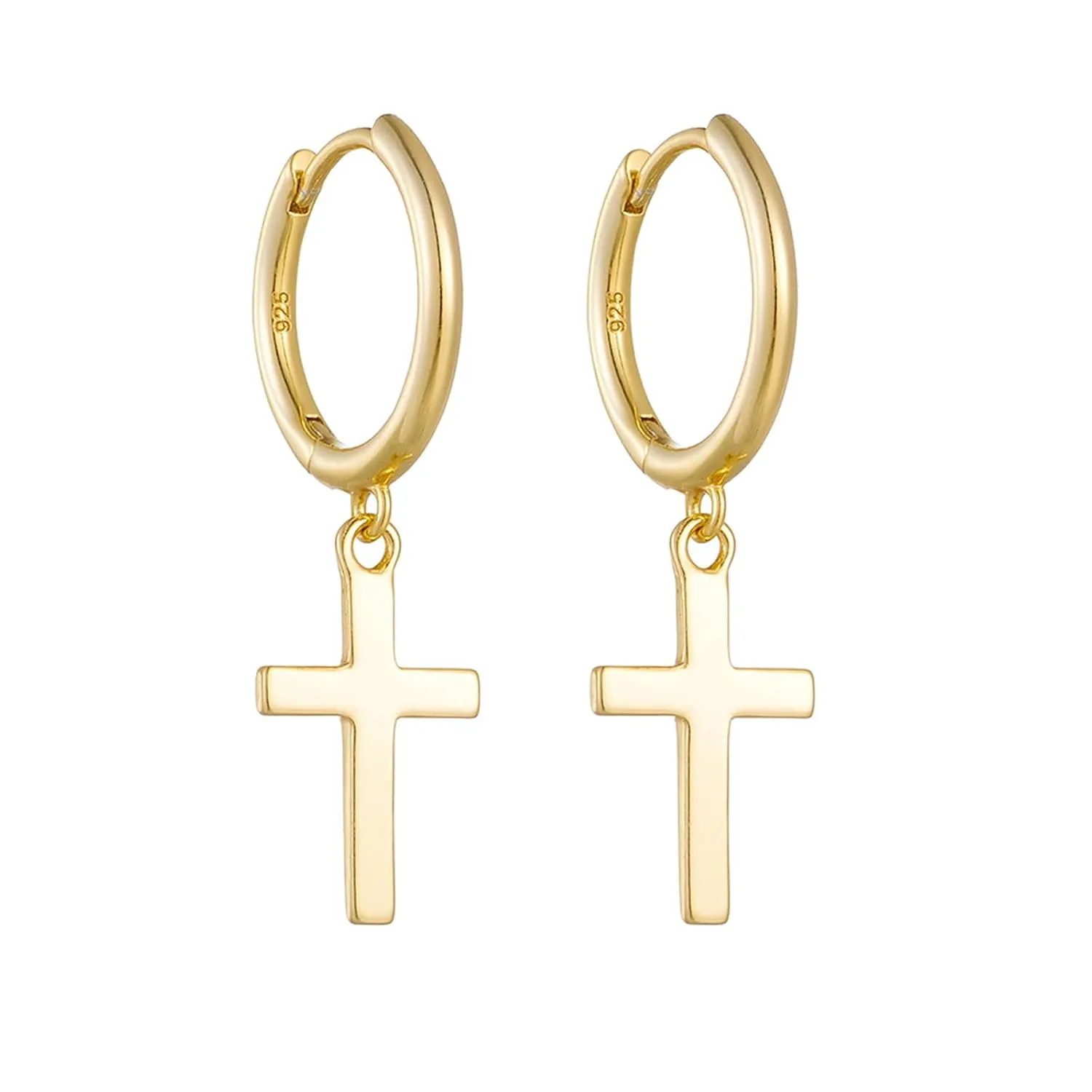 OUXi Gold Cross Earrings for Women Trendy, S925 Sterling Silver Dainty Huggie Hoop Earrings Minimalist Jewelry Gifts for Christmas Birthday Anniversary Wedding Mother Valentine Day