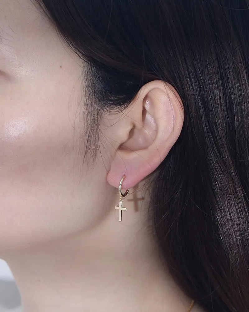 OUXi Gold Cross Earrings for Women Trendy, S925 Sterling Silver Dainty Huggie Hoop Earrings Minimalist Jewelry Gifts for Christmas Birthday Anniversary Wedding Mother Valentine Day
