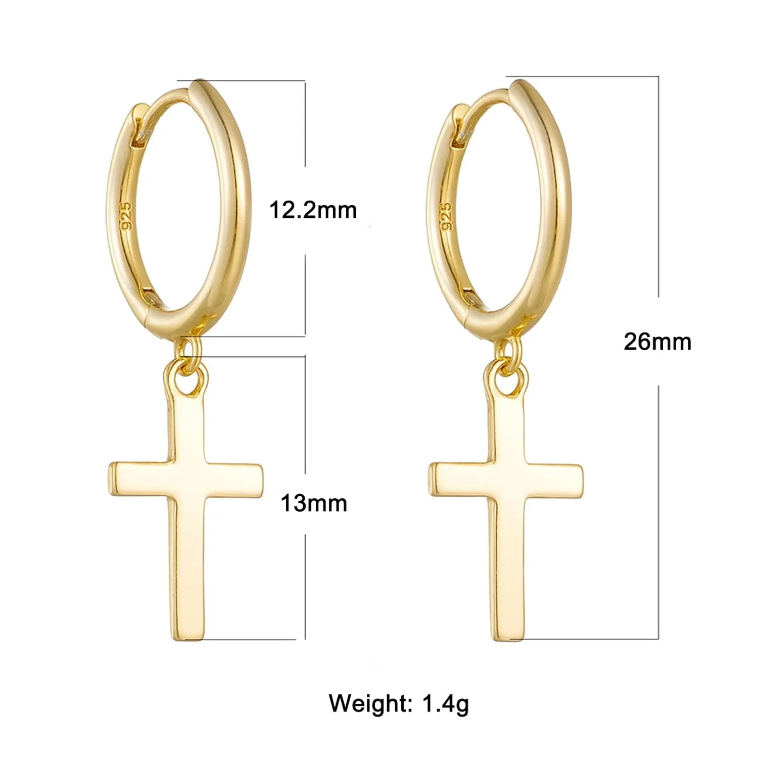 OUXi Gold Cross Earrings for Women Trendy, S925 Sterling Silver Dainty Huggie Hoop Earrings Minimalist Jewelry Gifts for Christmas Birthday Anniversary Wedding Mother Valentine Day