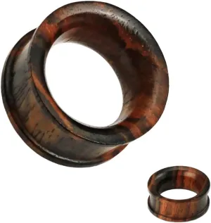 Pair (2PCS) CONCAVE SONO WOOD TUNNELS Double Flat Flare Organic Gauges Ear Plugs 9312