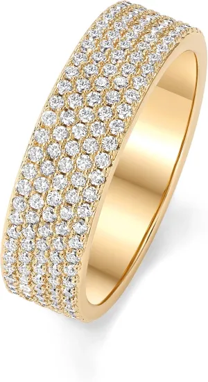 PAVOI 14K Gold Plated Cubic Zirconia Wide Eternity Statement Rings | CZ Stackable Wedding Band for Women