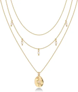 PAVOI 14K Gold Plated Layering Necklaces | Stylish Minimalist Design Pendant Necklaces | Bar, Circle, Lotus, Disc, Dog Tag, Horizontal Bar Pendants for Women