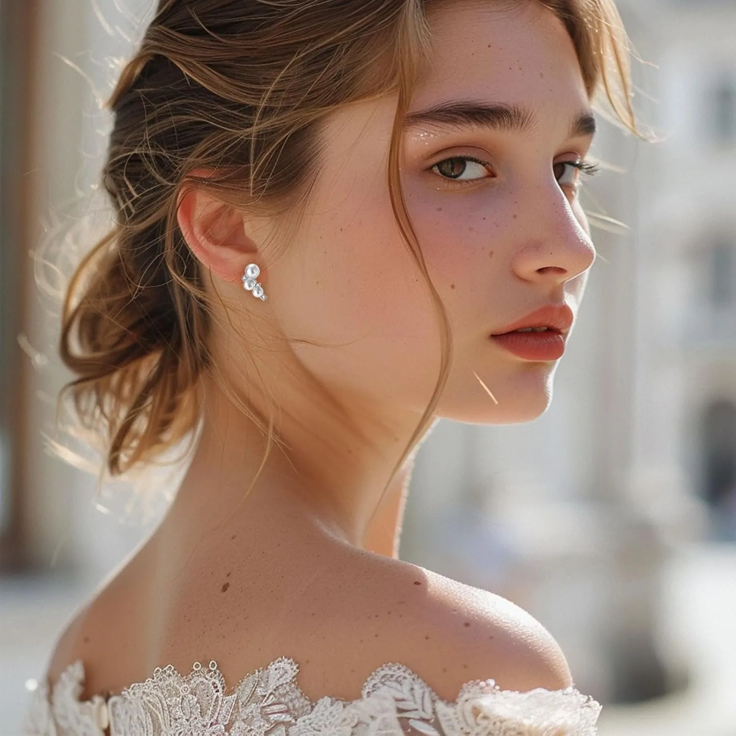 Pearl Earrings - Genuine Cultured Pearls - 925 Sterling Silver with CZ Diamonds - Hypoallergenic & Timeless Design - Perfect Jewelry Gift for Women