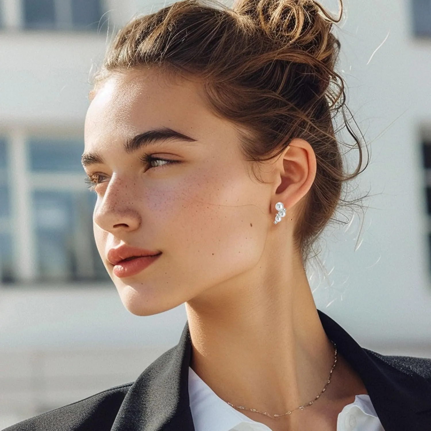 Pearl Earrings - Genuine Cultured Pearls - 925 Sterling Silver with CZ Diamonds - Hypoallergenic & Timeless Design - Perfect Jewelry Gift for Women