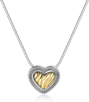 Pendant Necklaces for Women Heart Two Tone Cable Wire Necklaces Gold and Silver Twisted Trendy Charm Necklace Jewelry Gift