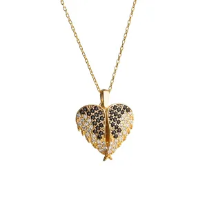 Personalized Angel Wing Necklace with Engrave Secret Message | Guardian Angel Necklace Angel Wing Heart Necklaces Hidden Message Necklace, Valentines Day Gifts for Her