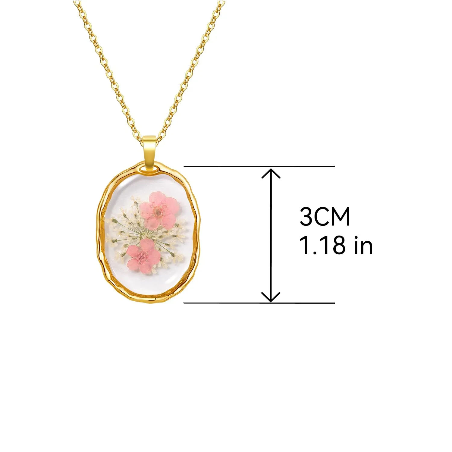 Personalized Necklaces for Women - Daffodil Pressed Flower Necklace - Romance of Nature,Wonderful Holiday Gift - Irregular Oval Pendant Necklace - Rose Gold | 18"