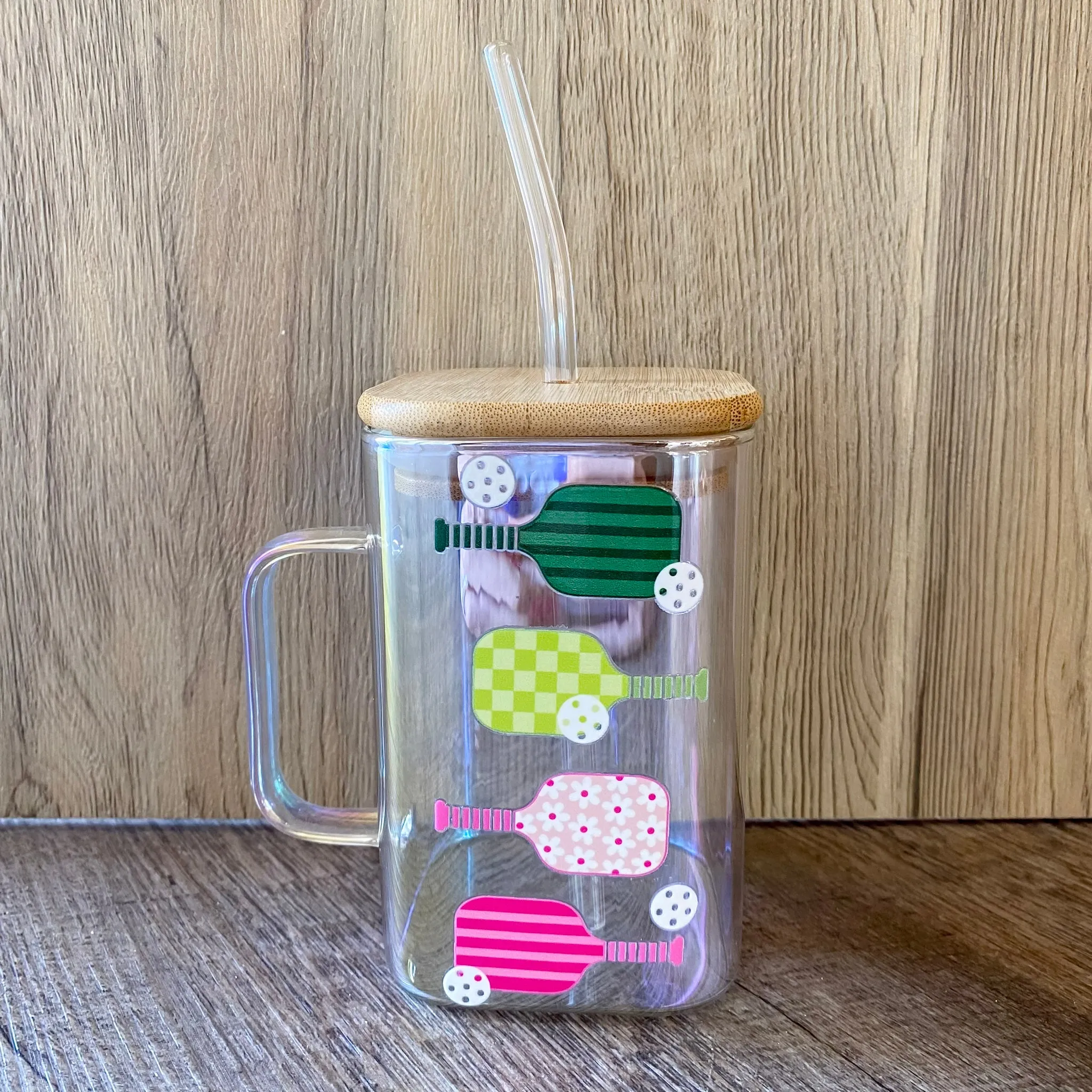 Pickleball Paddles Square Glass Cup