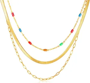 PINKPIN Gold Plated Necklaces for Women Dainty Layered Necklace for Women Gold Choker Necklace Layered Necklaces for Women Gift