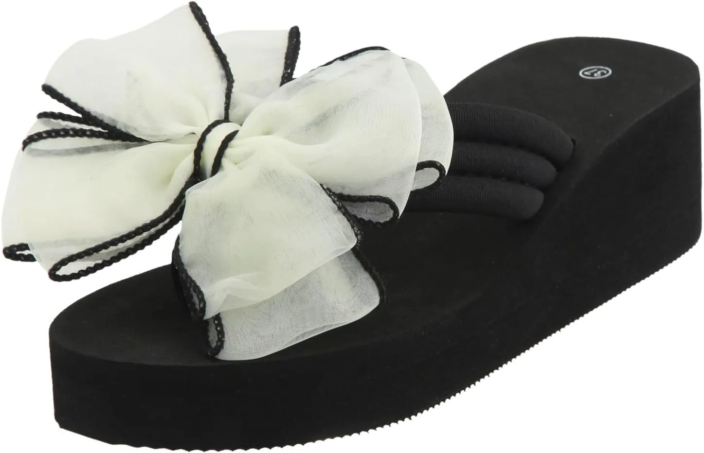 Platform Sandals Women Denim Flip Flops Platform Wedge Slipper Summer Yoga Foam Thick Soled High Heels