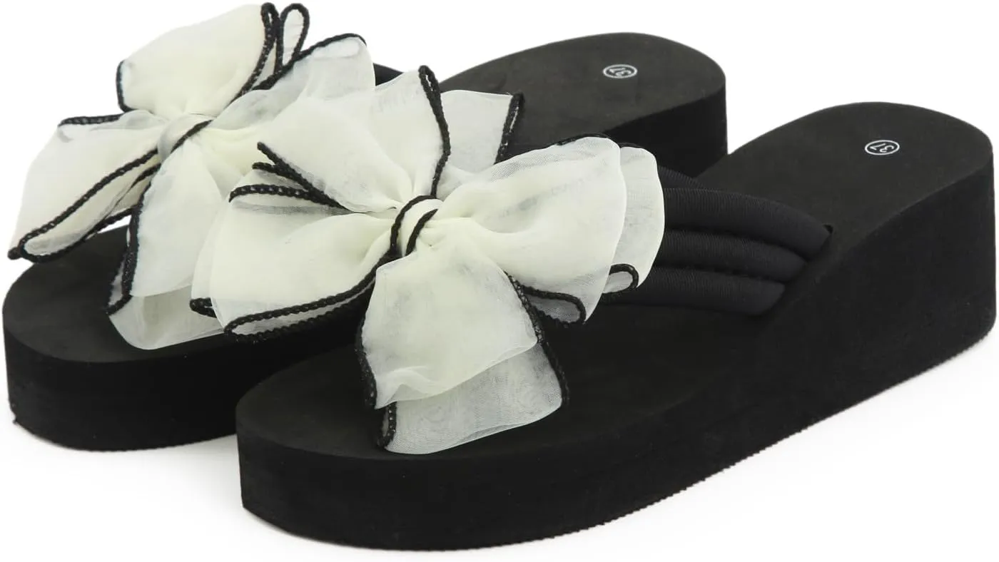 Platform Sandals Women Denim Flip Flops Platform Wedge Slipper Summer Yoga Foam Thick Soled High Heels