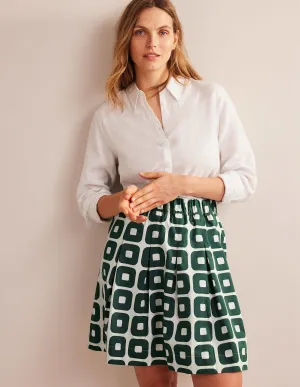 Pleated Cotton Skirt-Trekking Green, Cube