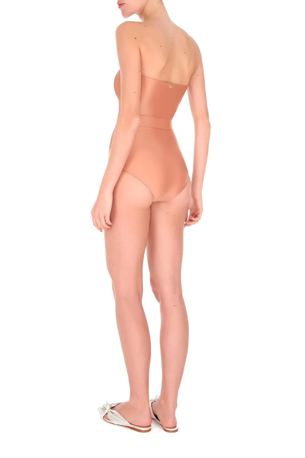 Porto Striped Strapless Swimsuit with Belt